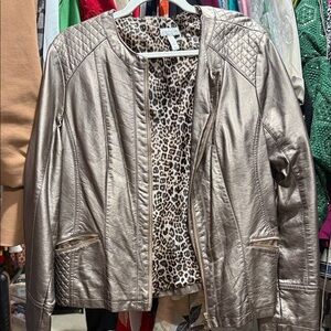 Charter Club Gold Leather Jacket